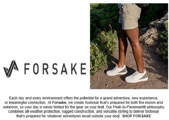 FORESAKE - we create footwear that’s prepared for both the known and  unknown...